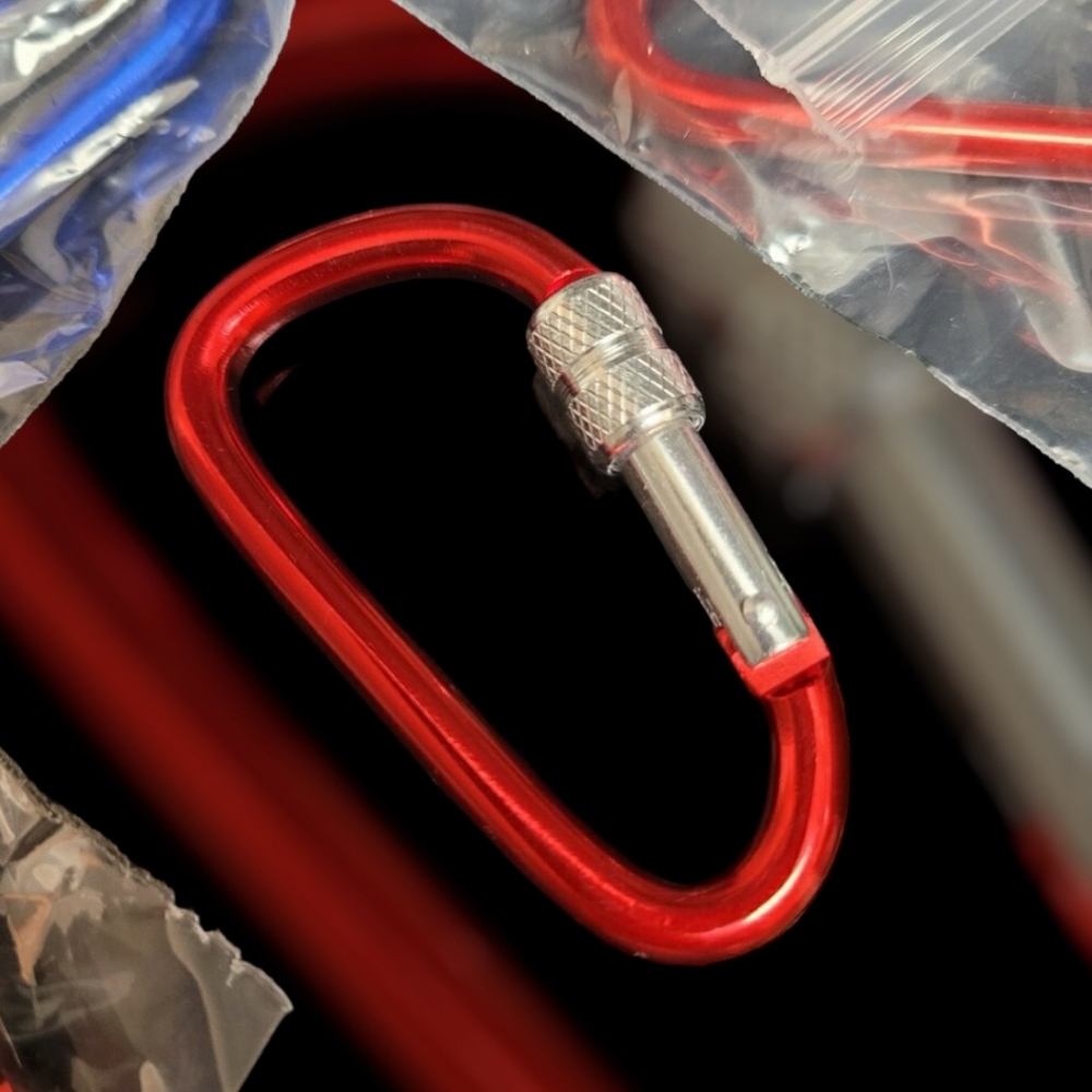 Locking Carabiner Clip D-Ring Spring Hook Keyring Red NEW Premium - Picture 3 of 7